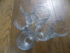 Lot Set of 6 Vtg Libbey Glassware Drinking Glasses Optic Coin Dot Bubble Tumbler