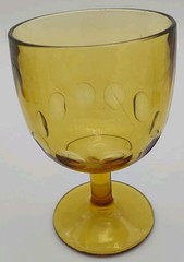 Bartlett Collins Amber Thumbprint Footed Stemmed Water Goblet Set of 4