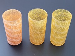 3pc Vintage Spaghetti String Glasses Tumblers Mid Century Modern Drinkware