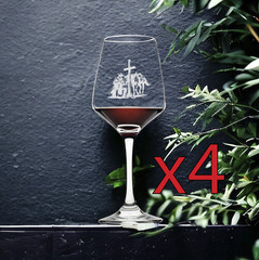 Cowboy Cross Wine Glasses x4 Premium 12 Oz Personalize Jesus Faith Western NEW
