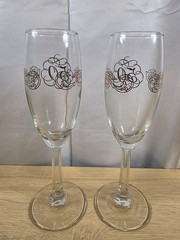 «50» Champagne Flutes Set of 2 Gold Filigree Toast Anniversary Birthday
