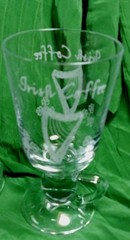 4 Irish Coffee Mugs *EAMON* Ireland Glass Liqueur Cups Etched Harps Shamrocks