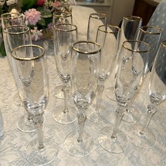 Lenox Crystal CHAMPAGNE FLUTES Spiral Cut GOLD Rim Set Of 12