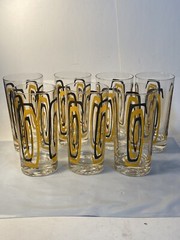 Mid Century Atomic Highball Barware Glasses- Set of 8 Excellent