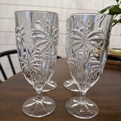 Godinger Shannon Crystal South Beach Palm Water Ice Tea Goblet Glass Set Of 4