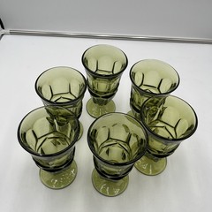 Vtg 1963-1982 MCM Six (6) Fostoria Argus Goblet Green HFM 3 3/4″ W x 6 5/8″ H