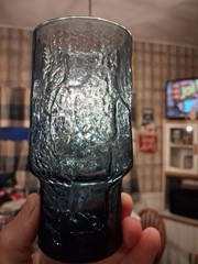 S/6 Libbey Normandy Blue Stone Textured Barware Juice Glass Vtg MCM Circa 80’s