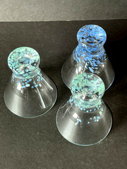 Dansk Hand Blown 3 Confetti Speckled 4″ Cocktail Glasses Cosmo 1 Blue 2 Green