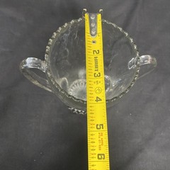 Etched Glass 2 Handled Vintage Loving Cup w/Cattails