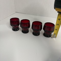 Set of 4 vintage Royal Ruby Red Viking Georgian glass tumblers 3” tall Glasses
