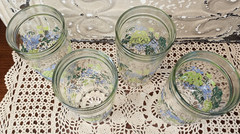 Set of 4 MCM Vintage Grape Vine Jelly Jar Drinking Glasses Anchor Hocking 14 oz