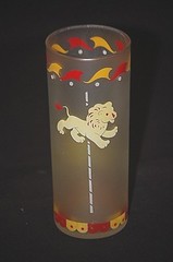 Merry Go Round Libbey Frosted Circus Carousel Lion Cooler Glass Vintage 1960’s
