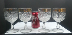 Paneled Thumbprint, # 225, W. Virginia Glass Manf, 4, Goblets, c1899, EAPG, VgCd
