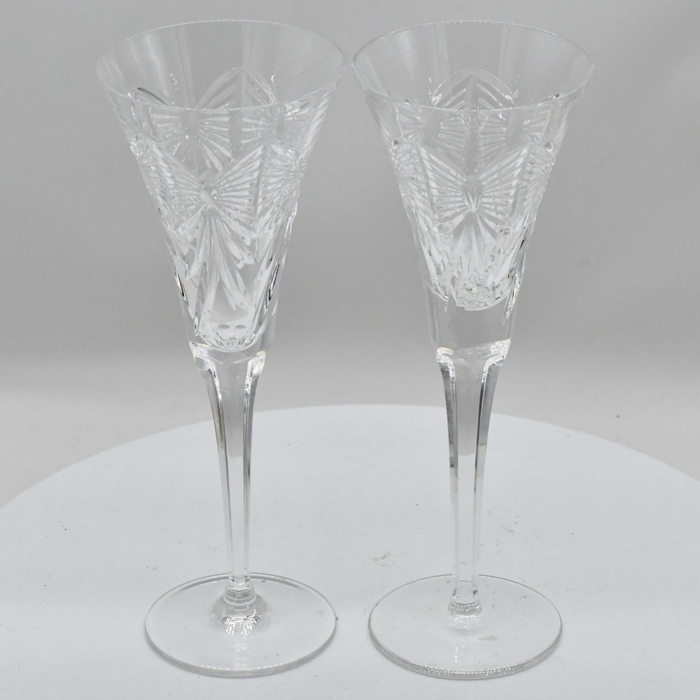 Vintage Waterford Millennium Collection Happiness SFL3 Pair Of Toasting Flutes