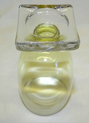 Fostoria 4020 Amber Set of 4 Footed Juice Tumblers Yellow Bowl Clear Base