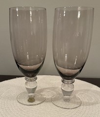 Set of 2 – Block Crystal 8.75 Amethyst Water / Wine Goblets Glasses NWT