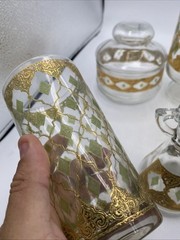 VTG Culver Valencia Mid-Century Modern 22K Gold Barware 8 Piece Bar Set