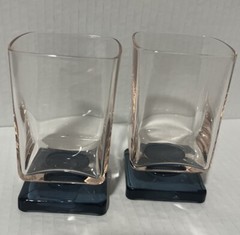 Set Of Disarrano Glasses Vintage Pink Hue, Blue Bottom Excellent Condition