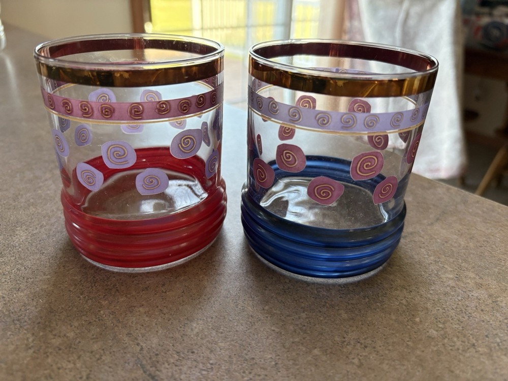 Vntg SAKURA SANGO SUE ZIPKIN Rocks Whisky Glasses MCM Set Of 2