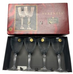 VTG NIB Cristal de France Lead Crystal Pyrenees 8.25 Oz Goblets Set Of 4