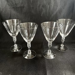 4 Tiffin Franciscan Montclair Platinum Trim Crystal Water Wine Goblet 7” Glasses
