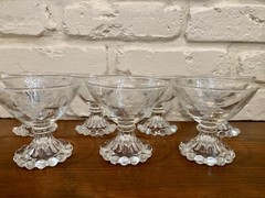 Anchor Hocking 1950s Liquor Cocktail Glasses Cut to Gray Grape Design Set of 7