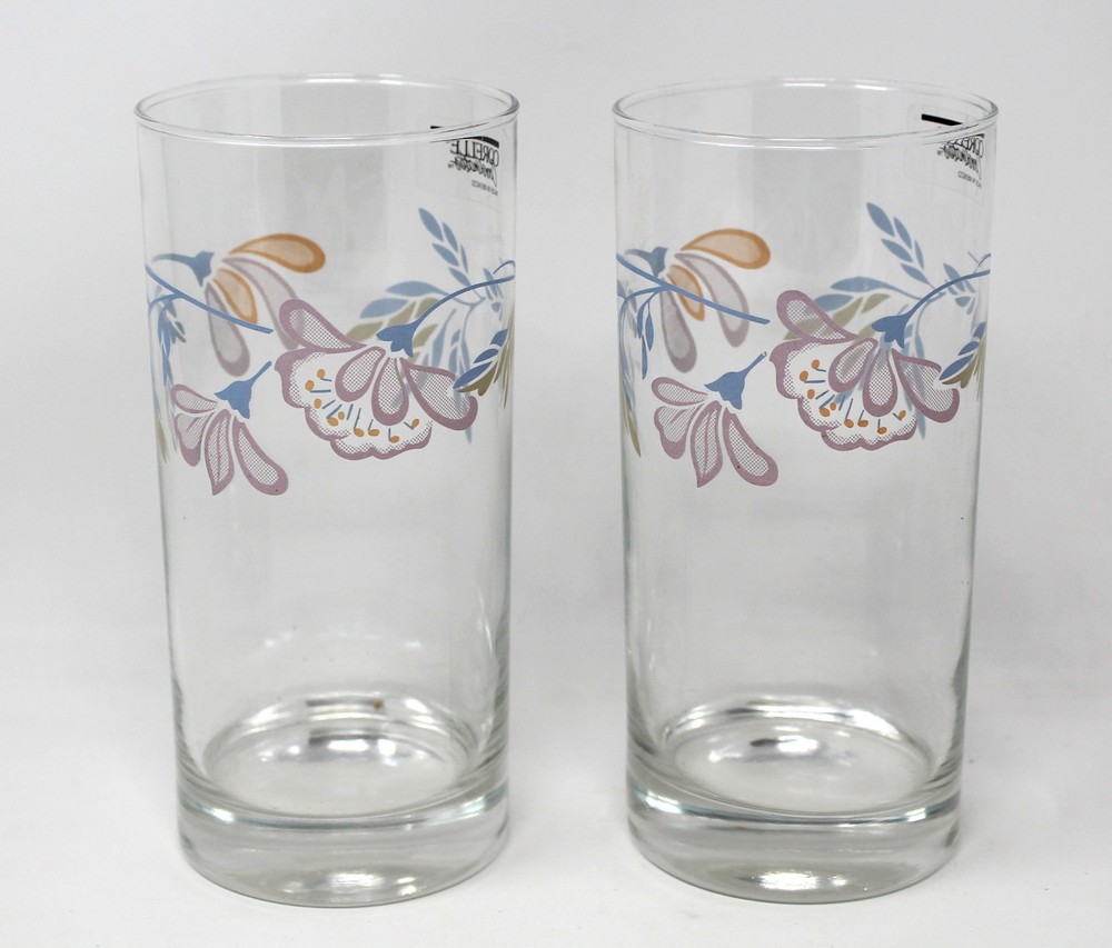 Corelle Corning PINK TRIO 6″ Drinking Glasses 16oz Tumblers Set of 2