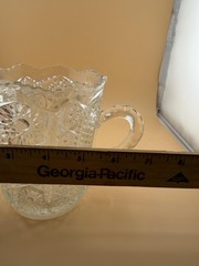 Vintage Unmarked Pressed Glass Tumbler Two Handled Starburst Clear Decorative