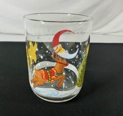 Lot of 3 Libbey Reindeer Games Santa 4 1/4″ Double Old Fashioned Tumblers
