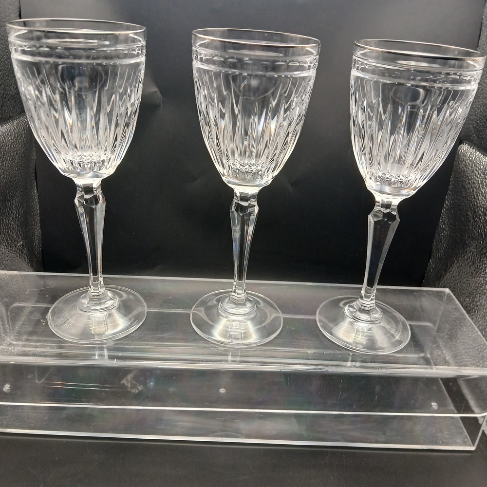 3 VTG Marquis By Waterford Hanover Platinum Pattern Wine Glass Approx 7 5/8″…