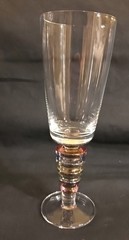 Vintage Block Crystal Carnival Stem Glasses Set of 4 Multi Color Ring Stem 9”
