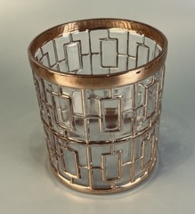 Imperial Glass Shoji Trellis 22K Gold 12oz. Double Old Fashion Glasses Set of 7