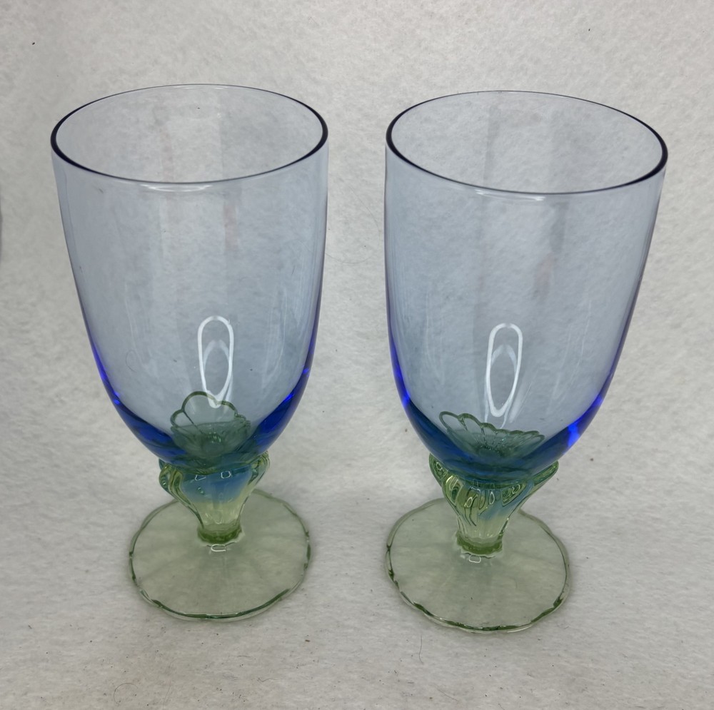 Bormioli Rocco Bahia Iced Tea Glasses 7.5in Blue&Green Discontinued Set of 2