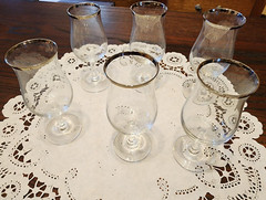 4″ Wine Glass Silver Rim Tulip Flare Aperatif Cordial Mid-Century (SET Of 6)