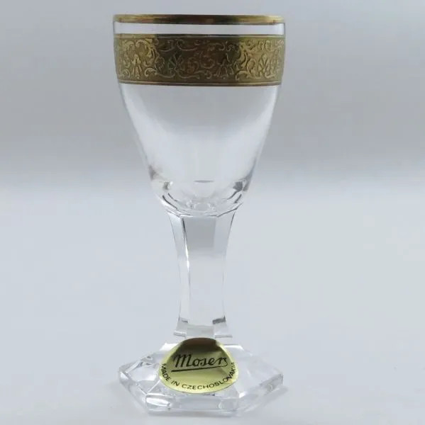 Moselle Glass ● Copenhagen Liqueur Glass 7.5cm Gold Plated Gold Crystal Vintag