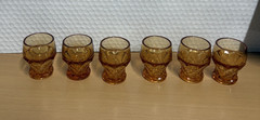 Vintage 6 Amber Glass 70’S Georgian Anchor Hocking Viking Shot Glasses 2.25″