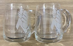 MUGS ~ Glass ~ Diet 7up ~ Clear ~ 2X ~ 4” X 3” ~ !Gr8 Shape!