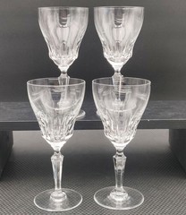 Set 4 Val St. Lambert GOETHE MILLET Teardrop Cut Crystal Water Wine Glass Signed