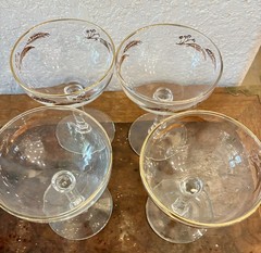 (4) Lifetime Homer Laughlin Prairie Gold Wheat – Crystal Sherbet Champagne Glass