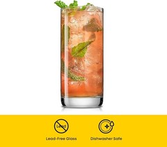 6pc Faye 13oz Tall Highball Glasses – Dishwasher Safe for Effortless Enjoyment
