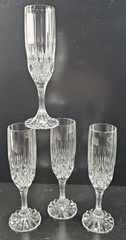 (4) Cristal D’Arques Bretagne Fluted Champagne Set Vintage Crystal Cut Stemware