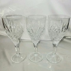 Godinger Dublin Crystal Wine Glasses (3) With Starburst + Diamond Cut Design