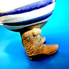 Muddy Waters Western Cowboy Texas Boot Gray Coffee Ceramic Cup Pottery 1985 New