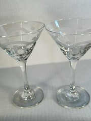 Mid Century Classic Swanky Wavy Line Polka Dots Vintage Martini Glass Barware