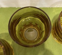Set of 4 Vintage Anchor Hocking Georgian Honeycomb Amber Juice Glass 3” ( S-1)
