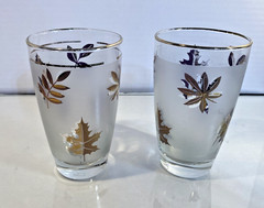 2 Vtg Libby Golden Foliage Glasses Mid Century Modern 14 ounce Coolers Glasses