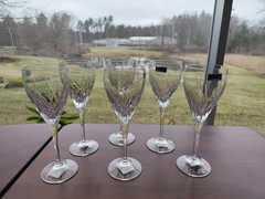 Waterford Summer Breeze Marquis Crystal Signed Wine Glass 8 1/2” Set of 6