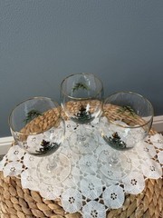 Set 3 Spode Christmas Tree Stemmed Wine Glasses Gold Rim Holiday – Pristine
