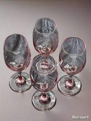 set~4 Vtg Libbey Wine Glasses Water Goblets Stemmed Premiere Pink Plum Amethyst