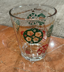 HAZEL ATLAS CHRISTMAS RED GREEN GOLD DOUBLE OLD FASHIONED Glasses MCM Lot 6 EUC